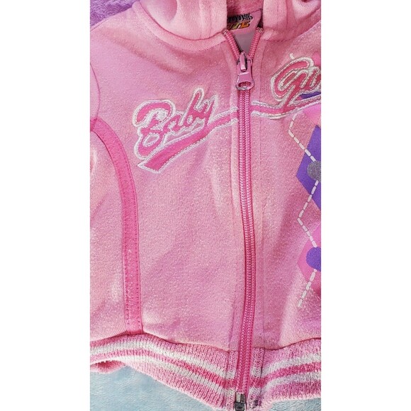1000% Cute 3-6 Months Toddler Preppy Pastel Pink Vintage Varsity Hoodie Jacket - Picture 7 of 11